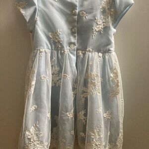 Elegant Blue Floral Kids Dress